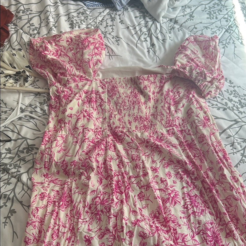 Floral Pink and White Dress